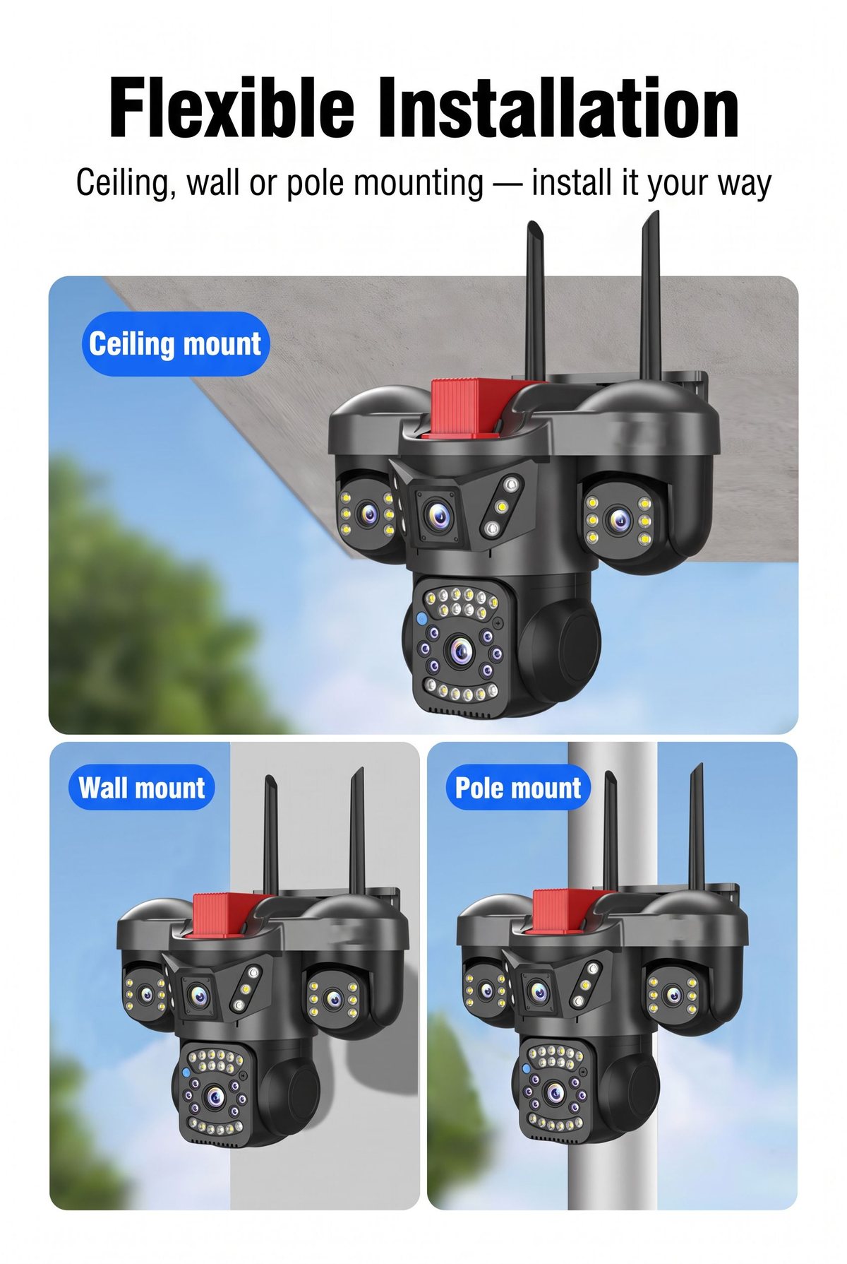 D900 flexible ceiling wall pole installation